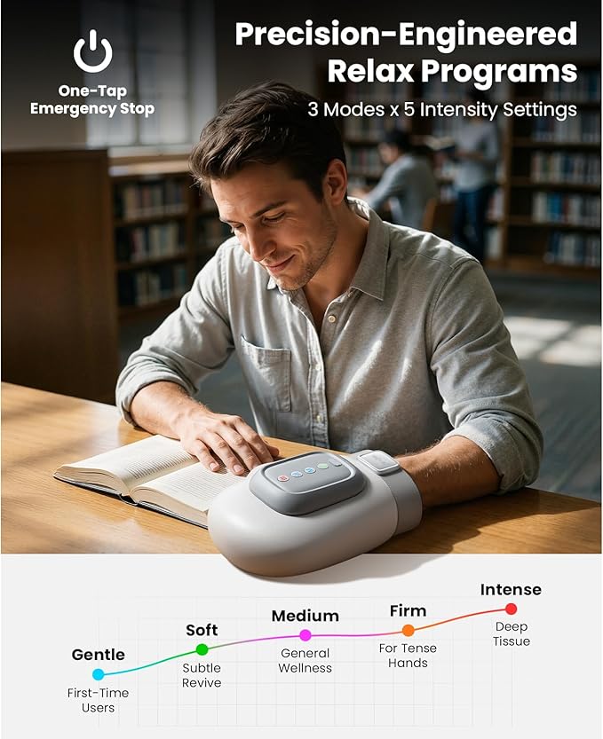 BOB AND BRAD Hand Massager with Heat and Compression Individual Fingers FSA-HSA Eligible Cordless Portable HandSpa Prime Hand Massager for Arthritis and Carpal Tunnel Pain Relief 5 Intensities