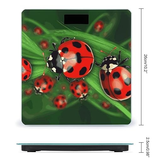 Red Ladybug Weight Scale Digital Electronic Scales Bathroom Scale Larg LCD Backlight Display High Precision MeasurementsTempered Glass
