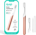 Quip Metal Sonic Electric Toothbrush for Adults - Time Travel &amp Soft Bristles with Travel Case &amp Replacement Brush Head - 3 Month Battery Life Copper
