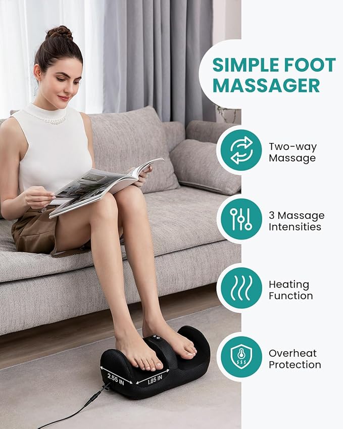Nekteck Beige Neck&ampBack Massager and Portable Foot Massager with Heat FM12