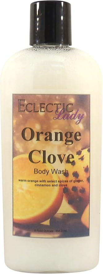 Eclectic Lady Liquid Pearl Body Wash - Orange Clove Scent 3-in-1 Use For Bubble Bath Hand Soap &amp Body Wash Phthalate-Free Orange Clove Fragrance Handcrafted in USA (8 oz)