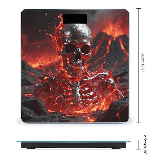 Lava Metal Skull Weight Scale Large Digital Bathroom Scales with Bright LED Display Non Slip Digital Scale and Step On Fashion Weighing Machine for Body