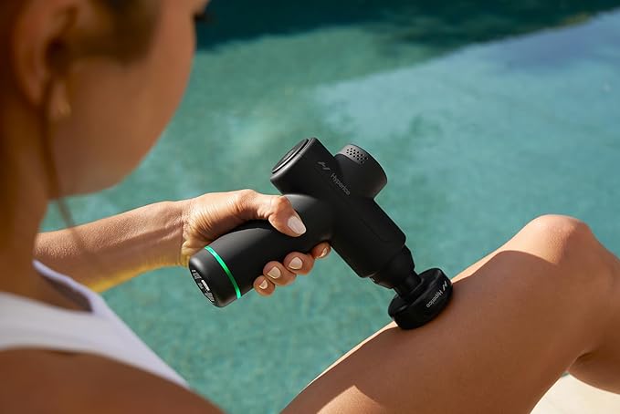 Hyperice Hypervolt Go 2 - Black - Featuring Quiet Glide Technology - Handheld Percussion Massage Gun - 3 Speeds 2 Interchangeable Heads - Helps Relieve Sore Muscles and Stiffness