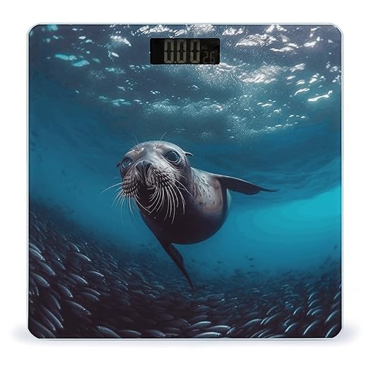Underwater Sea Lion Bathroom Scale for Body Weight 400 Lb Weight Scale with High Precision Sensors Tempered Glass Highly Accurate Digital Weighing Machine for People