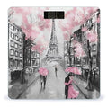 Paris Street Eiffel Tower Pink Floral Scale for Body Weight Anti-Slip Sturdy Tempered Glass Weighing Machine Highly Digital Accurate Bright LCD Bathroom Scale for Household Gift