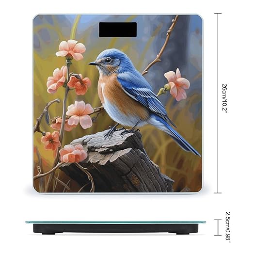 Eastern Bluebird Scale for Body Weight High Precision Digital Weight Scales with LCD Display Anti-Slip Sturdy Slim Tempered Glass Bathroom Scale for Home Use