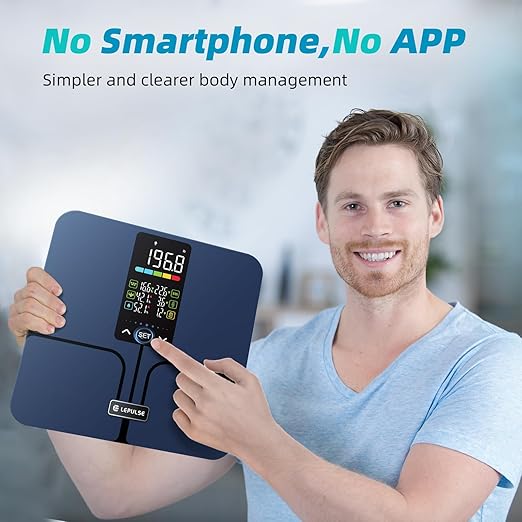 Lepulse No APP Body Fat Scale 500lb Smart Bathroom Scale with 5.44'' Large Backlit Display 8 Body Composition Analyzer Most Accurate Digital Weight Scale for BMI Body Fat Muscle Mass