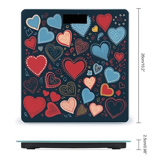 Arious Heart Shapes Scale for Body Weight Anti-Slip Tempered Glass Digital Bathroom Scales Clear LCD Display Weighing Scale Safe Rounded Corners Smart Scales