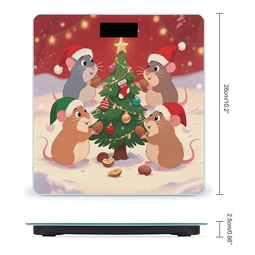 Christmas Hamsters Scale for Body Weight Sturdy Tempered Glass Weighing Scales with LCD Display Accurate Digital Bathroom Scale Convenient Body Fat Smart Scales Easy Read