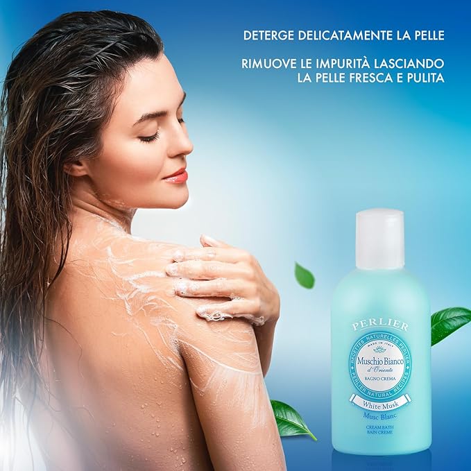 Perlier White Musk Bath Cream - Natural &amp Calming Aromatherapy Bubble Bath For Women And Men - Rich Foaming Formula Provides Deep Moisturization And Hydration For All Skin Types (16.9 Fluid Oz.)