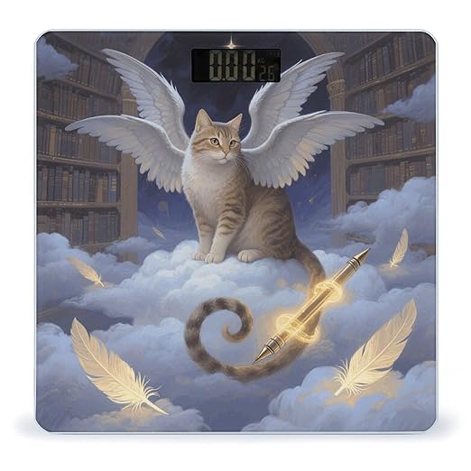 Six Winged Angel Cat Scale for Body Weight Sturdy Tempered Glass Weighing Scales with LCD Display Accurate Digital Bathroom Scale Convenient Body Fat Smart Scales Easy Read