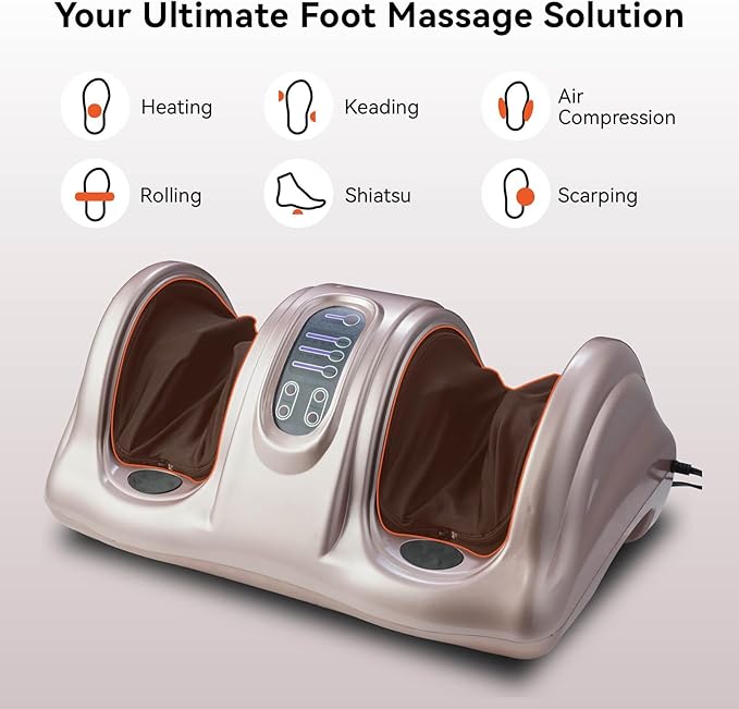 Premium Shiatsu Foot Massager with Remote Control Deep Kneading Rolling &amp Heat Therapy for Feet Ankles &amp Legs Plantar Fasciitis &amp Neuropathy Pain Relief Gift for Men/Women/Parents (Ro