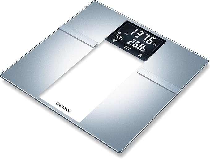 Beurer BF70 Body Fat Scale Weight Water &amp More Smart Digital Scale for Full Body Analysis BMI &amp Calorie Display App Sync via Bluetooth User Recognition 8 Memory Spaces Grey