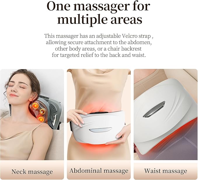 Intelligent Heated Massage Belt Multi-Function Kneading Massager with Red Light Therapy Natural Stone Massage for Waist and Abdomen