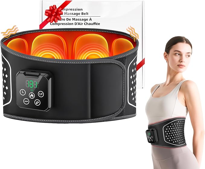 Cordless Back Massager with Heating Pad – Inflatable Lumbar Belt for Lower Back Pain Relief Deep Tissue Vibration Massage Sciatica Support &amp Muscle Recovery for Men and Women