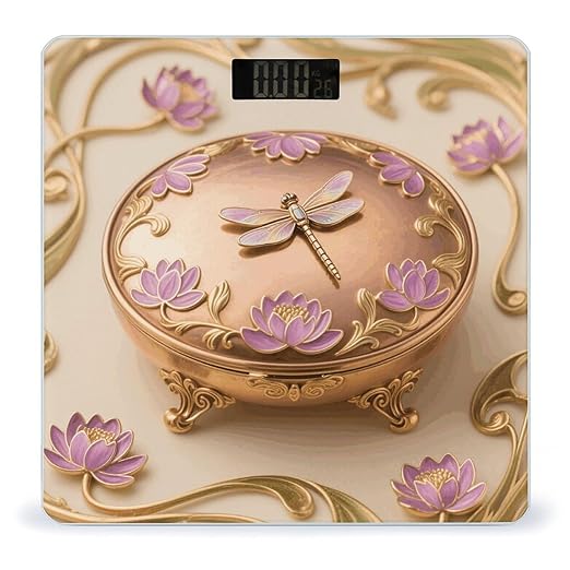 Dragonfly Decor Scale for Body Weight Sturdy Tempered Glass Weighing Scales with LCD Display Accurate Digital Bathroom Scale Convenient Body Fat Smart Scales Easy Read