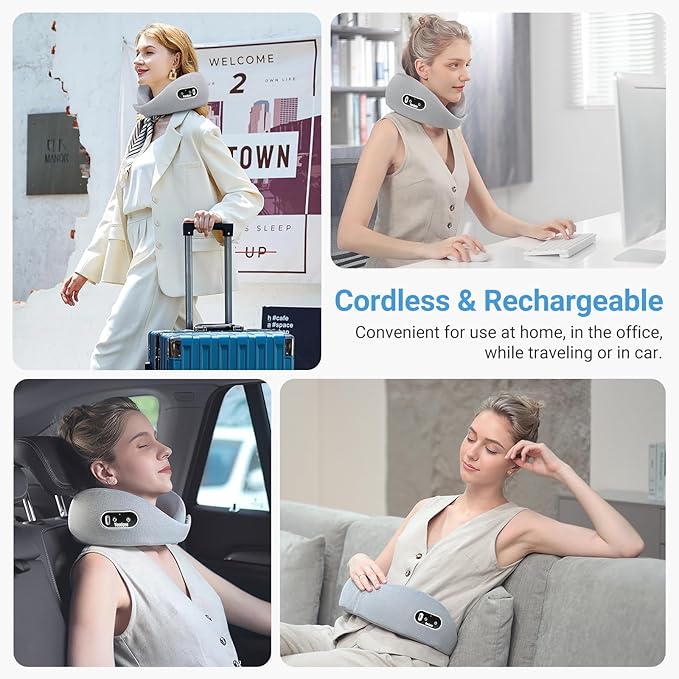 Neck Massager Deep Tissue Kneading Massage Pillow for Neck Back Shoulder Electric Shiatsu Massage Cushion for Pain Relief and Relaxation at Home Office and Travel