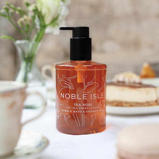 Noble Isle Tea Rose Bath &amp Shower Gel | Luxury Body Wash for Women with Fine British Fragrance Oils | Vegan Body Wash &amp Paraben Free Body Wash (8.45 oz)