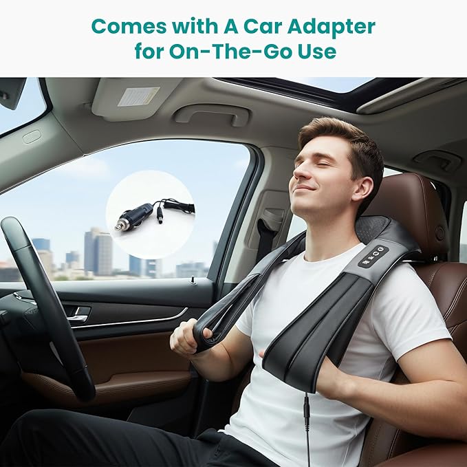 Nekteck Shiatsu Neck Massager with Heat for Pain Relief Deep Tissue 2026 Upgraded 3D Back Shoulder Kneading Massage Pillow Body Muscle Relaxation Tools Gifts for Him Her Black (NOT Cordless)
