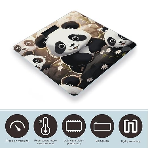 Cute Panda Animal Scale for Body Weight Accurate Digital Bathroom Scale Toughened Glass High Precision Scales Smart Weight Scales with Large LCD Backlight Display Weighing Machine
