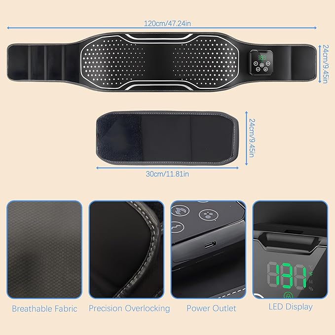 Cordless Hating Pad with Massager Heating Pad for Back Pain Relief Vibration Massage Heated Waist Belt Support Portable Low Back Massager with 5 Heating Levels Gifts for Women Men (Black-air)