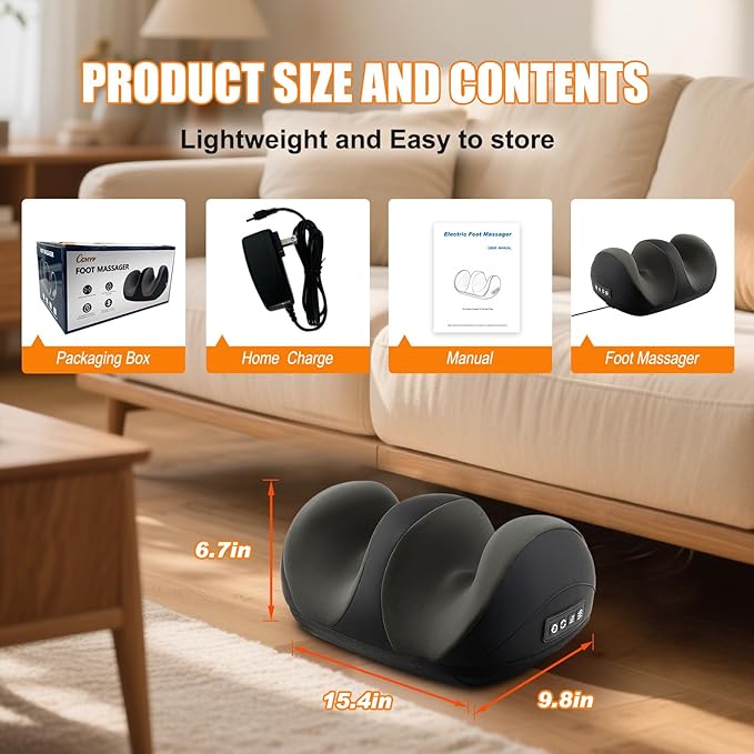 Foot Massager with Heat Shiatsu Kneading Foot and Calf Electric Massager Machine with Roller Massage Feet/Arm/Calf/Ankle for Relax Plantar Fasciitis Pain Relief Gifts for Women &amp Men Black