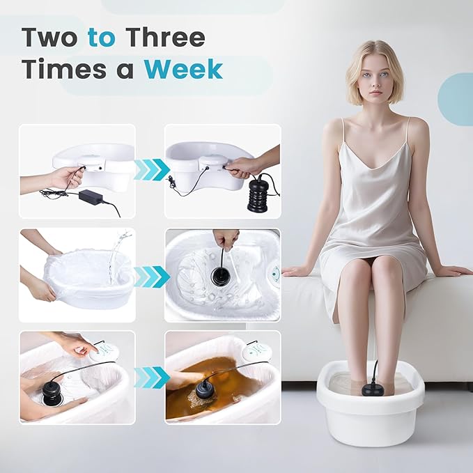 Ionic Foot Bath Detox Machine Portable Foot Detox Machine Ion Cleanse Bath System with Stroage Bag 100 Spa Liners Spa at Home Detox