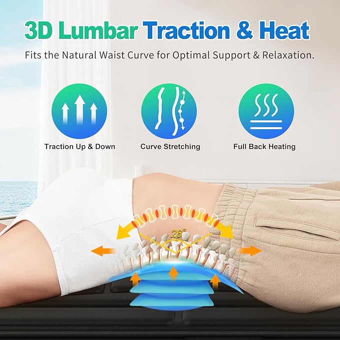 Vibration Massage Mat with Heat Full Back Heating &amp Lumbar Traction Back Massage Chair Pad for Seniors Office Workers 3 Intensities &amp 2 Heat Levels Fatigue &amp Pain Relief in Office Ho