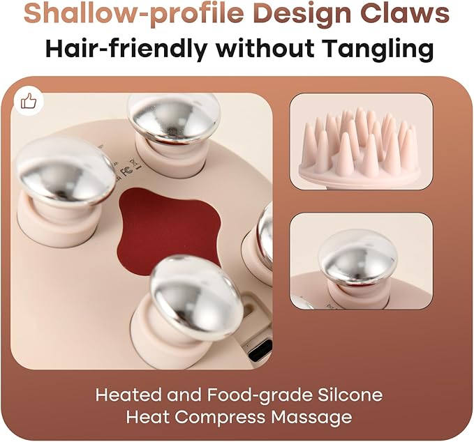 arboleaf Heated Scalp Massager Head Massager Scalp Stress Relax Hair Massager with Heat Cordless Kneading Massage Cat Massager Gift for Mom Dad