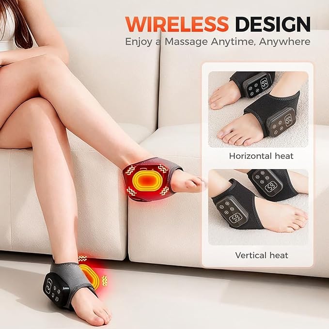 2PC Foot Advanced Renew Triple Method Massager 3-in-1 Heated Foot &amp Ankle Wrap Triple Technology Foot Massager Ankle 3-Speed &amp 5-Temperature Portable Foots Renew Massager for Home Travel U