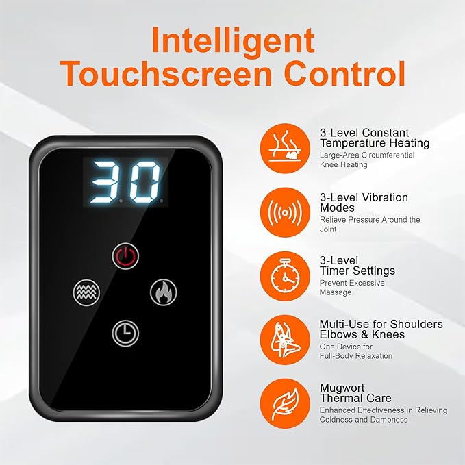Knee Massager Cordless with Heat for Pain Relief Electric Heated Knee Brace - Knee Heating Pad with 6 Heat Levels &amp 9 Vibration Warm Gifts for Men Women Dad Mom (Grey Pair)