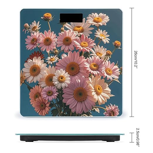 Digital Bathroom Scale for Body Weight Scale with Bright LCD Display High Accuracy Step-On Technology Auto On/Off Flower Bouquet Digital Scales 400 Lbs /180kg