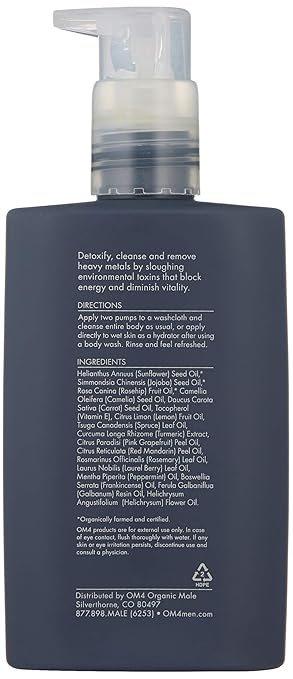 Organic Male OM4 Detox: Pollution &amp Environmental Protection Body Cleansing &amp Hydration Oil - Mens Bath and Bodycare that Purifies Conditions and Replenishes