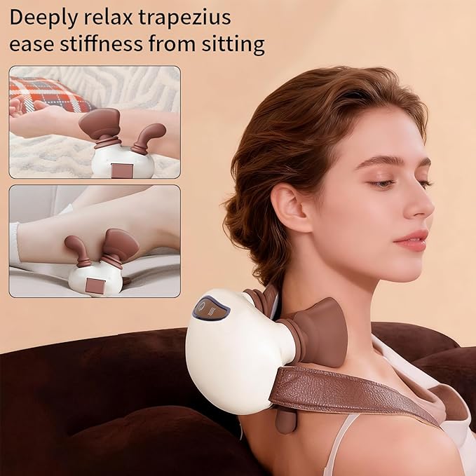 Neck and Shoulder Massager with HandsWireless Portable Deep Tissue Massage for Neck 4D Bionic Real Touch Shiatsu Hand Massager Rechargeable Cervical Electric Massager for Home Office