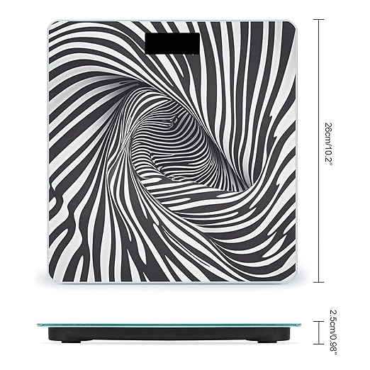 Zebra Print Bathroom Scale for Body Weight Bathroom Weighing Scales with Back Lit LED Display Sturdy Tempered Glass Body Weight Bathroom Scale 400lb Weighing