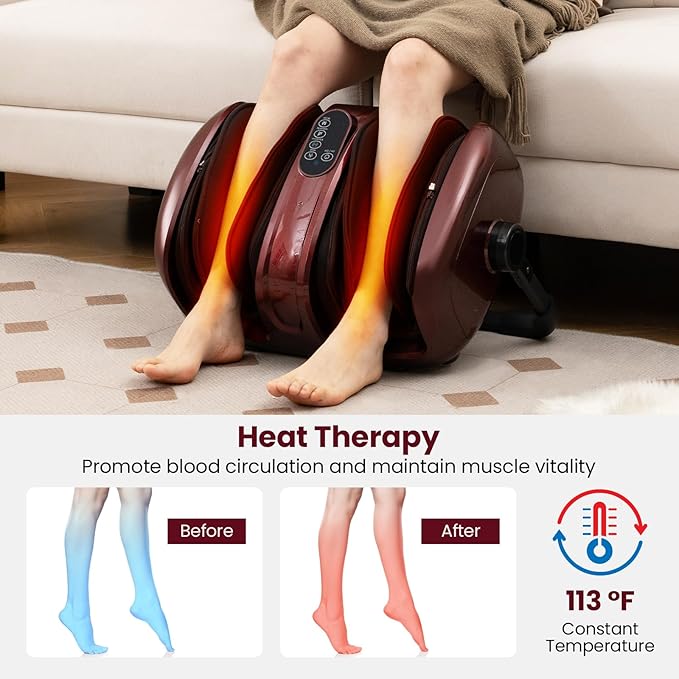 ARLIME Foot Massager with Heat Deep Kneading Shiatsu Feet Massager Machine with Compression Muscle Arm Relaxation Gifts for Elder Men Women (Red)