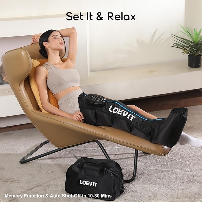 Cordless Air Compression Leg Massager for Pain Relief Full Leg Boots with Dynamic Pressure Enhances Circulation Reduces Muscle Pain Fast Recovery (Single)