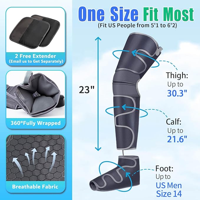 SLOTHMORE Leg Massager for Circulation and Pain Relief Air Compression Foot Massage with 3 Heat Levels 4 Modes 4-in-1 Foot Calf Knee &amp Thigh Knee Heating Therapy Gift for Mom Dad