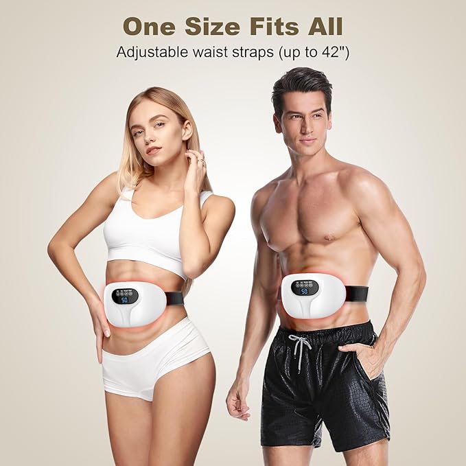 3-in-1 Electric Abdominal Massager with Heating Pad Stomach Massage for Digestion Support Hot Stone Heating Pad with Vibration Rechargeable Belly Massager for Abdominal Comfort Relaxing