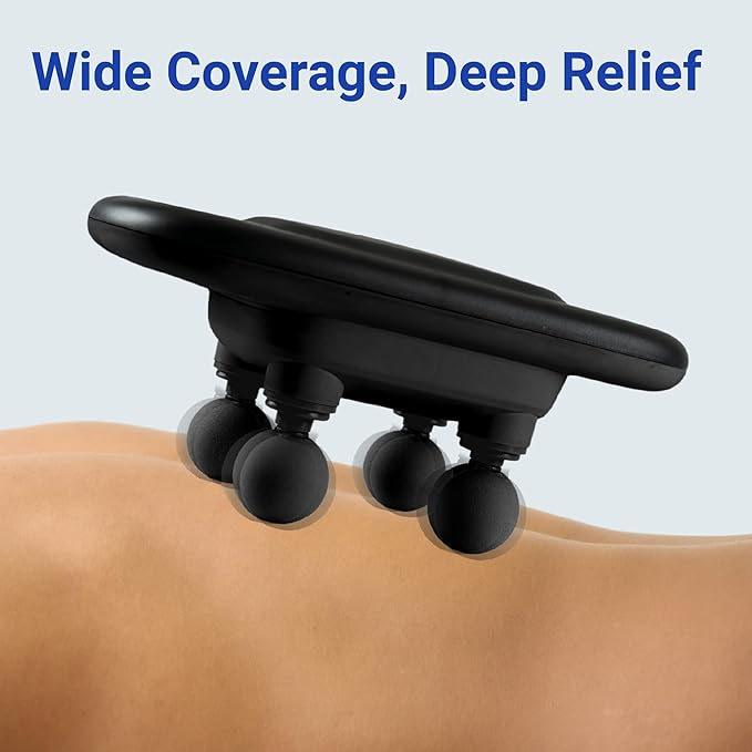 Daiwa Felicity Max Pro Lite Four-Headed Cordless Massager – 4 Deep Kneading Nodes 6 Intensity Levels Rechargeable Type-C Lightweight Portable Body Massager for Neck Back &amp Legs