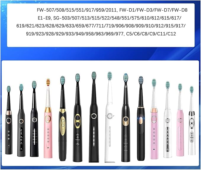 20Pcs Toothbrush Replacement Heads Compatible for SEAGO SG910/507/958/515/949/575/551(White-20pcs)