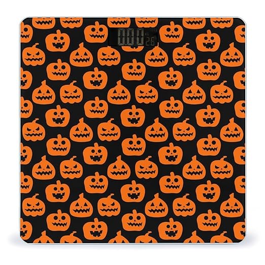 Horror Pumpkin Pattern Scale for Body Weight Accurate Digital Bathroom Scale Toughened Glass High Precision Scales Smart Weight Scales with Large LCD Backlight Display Weighing Machine