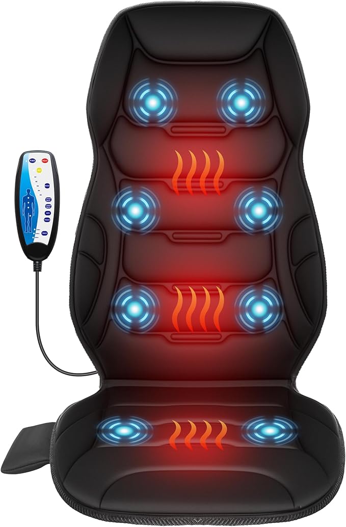 COMFIER Massage Chair Pad Back Massager with Heat for Back Pain Relief Chair Massage Mat with 5 Vibration Mode &amp 8 Massage MotorsChair Massager for Office Home ReclinerGifts for Mom Dad