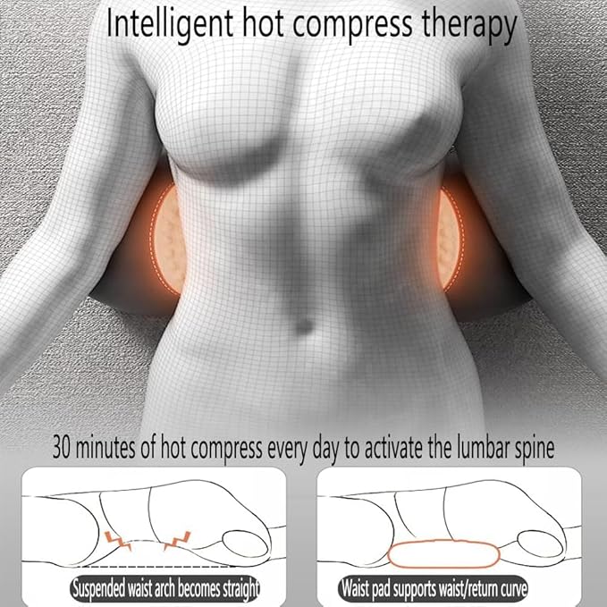 3-in-1 Back Massager Electric Lumbar Support Pillow with Heat &amp Vibration Waist Wedge Bolster for Bed or Office Chair Lower Back Pain Relief (Grey1pcs)