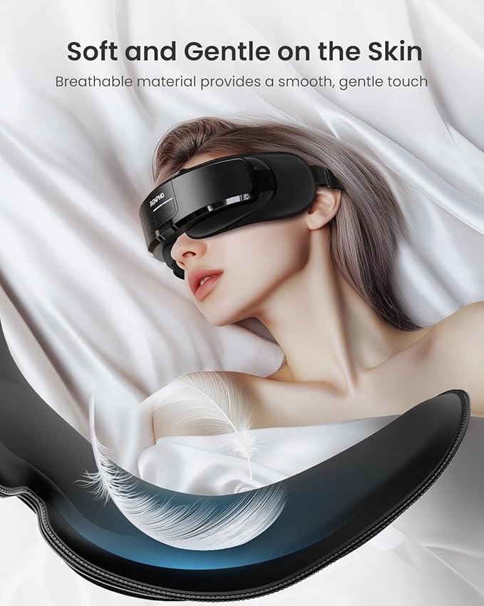RENPHO Eyeris Shift Eye Massager for Migraines Heated Eye Massager &amp Sleep Mask for Relaxation Birthday Gifts for Women/Men/Mom/Dad Music Temple Fack Mask Massager Improve Sleep