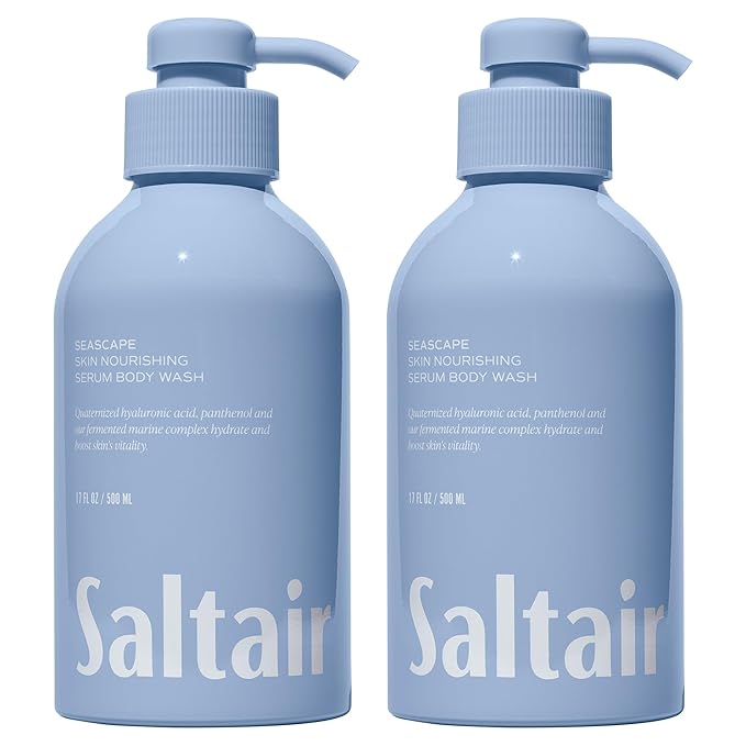 Saltair Body Wash 2-Pack – Moisturizing Body Wash with Hyaluronic Acid &amp Vitamin B5 – Scented Shower Gel for Women and Men – Seascape Scent 2x 17oz – Vegan Cruelty-Free Paraben-Free