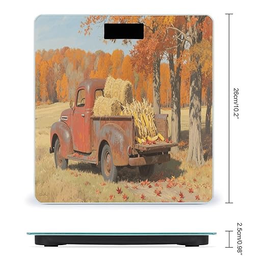 Autumn Fall Truck Weight Scale Large Digital Bathroom Scales with Bright LED Display Non Slip Digital Scale and Step On Fashion Weighing Machine for Body