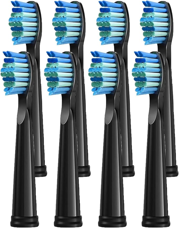 4/8pcs Replacement Brush Heads for Electric Toothbrush Head Bristle Refill Efficient Tooth Cleaning(Black-8pcs)