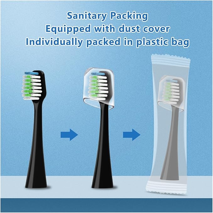 Sonic Replacement Toothbrush Heads Compatible for Waterpik Complete Care 9.0 (CC-01) 5. (WP-862) Electric10 Count(Black)