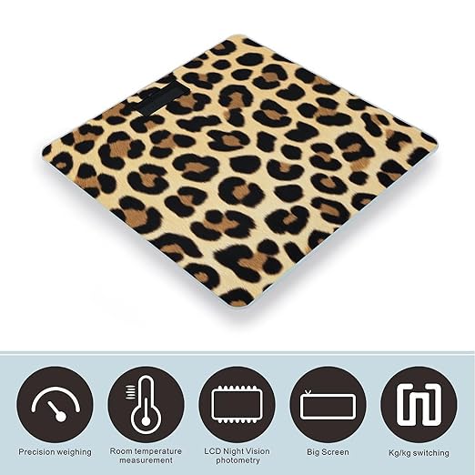 Men's Smart Scale for Body Weight Digital Bathroom Weighing Scale Automatic Switch Energy Saving Scale Compatible with Wild Animal Cheetah Leopard Print